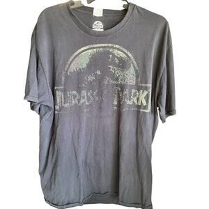JURASSIC PARK Black faded thrashed grunge Y2K dinosaur grease stained tee XL